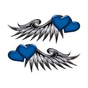  Double Heart Wing Graphics in Blue   3 h x 8 w 