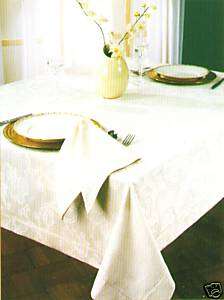 ORCHIDEA 70 X 144 Ivory Damask Tablecloth  