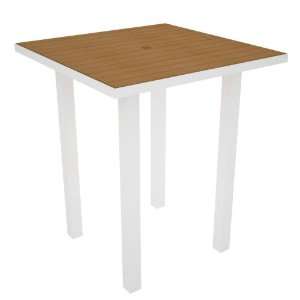   Poly Wood Euro Square Bar Table with Plastique: Patio, Lawn & Garden