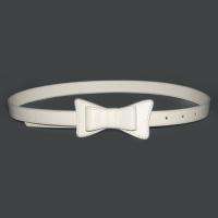 Women White Bow Low Waist Thin Skinny Belt HY1301WT  