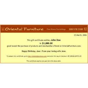  Gift Certificate   $1,000: Office Products