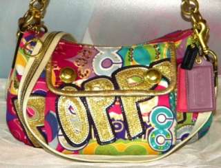 COACH POPPY POP C HOBO GROOVY OP ART Signature Bag 15325 Glitter Glam 