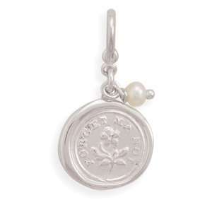    Forget Me Not Charm with Cultured Freshwater Pearl: Jewelry