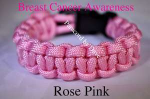Breast Cancer Awareness Rose Pink Paracord Bracelet 550  