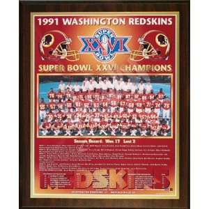  1991 Washington Redskins Super Bowl Champions Healy Plaque 
