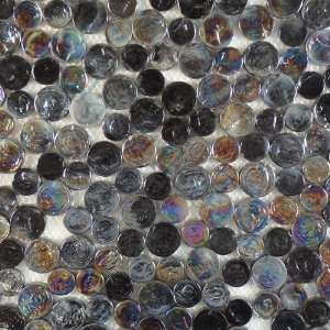   Black Circles Glossy & Iridescent Glass Tile   14258