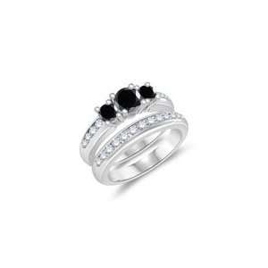  0.93 1.02 Cts Black Diamond Three Stone Engagement Ring 