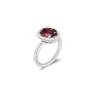  0.64 Cts Diamond & 3.24 Cts Garnet Ring in 14K White Gold 
