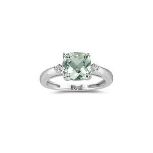  0.04 Cts Diamond & 1.58 Cts Green Amethyst Ring in 14K 