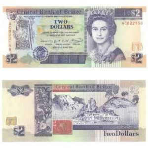  Belize 1991 2 Dollars, Pick 52b 