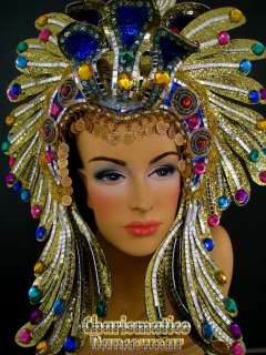 GOLD Drag SHOW GIRL CABARET EGYPT CRYSTAL HEADDRESS  