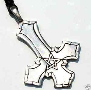 23B ST PETERS CROSS Inverted PEWTER PENDANT Necklace  