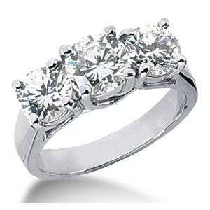  2.50CT Three Stone Diamond Ring 14K White Gold Jewelry