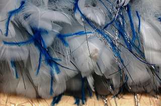 TURKEY BOA WHITE w/ BLUE Ostrich & TINSEL Feathers 6 8  