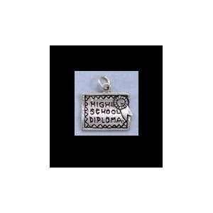    Sterling Silver Charm, 7/16 in High School Diploma: Jewelry