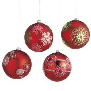  Large Red Patterned Ball Ornament (Set of 16)