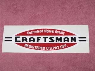 CRAFTSMAN REGISTERED QUALITY DECAL STICKER 5.5 X 1.5 TOOLBOX TOOL 