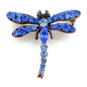  Vintage Style Sapphire Blue Dragonfly Austrian Crystal 