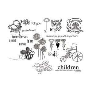 Unmounted Red Rubber Stamps .25x.75 To 3.25x.25 Everyday Adorable