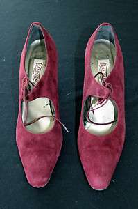 VINTAGE 1990S BANDOLINO RED SUEDE SHOES MADE IN ITALY SIZE 8N  