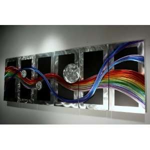   Metal Wall Sculpture Abstract Rainbow Art Painting: Home & Kitchen