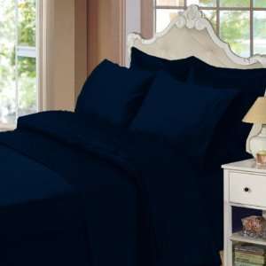 Wrinkle Free 8 PC Queen size Solid Navy Microfiber Bed in A bag set 