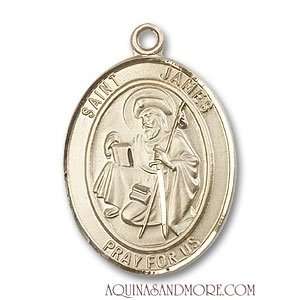  St. James the Greater Large 14kt Gold Medal: Jewelry