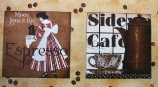   International Coffee Pot Cup Quilting Treasures Fabric Panel  