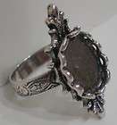 of 14x10 mm Antique Silver Victorian Adjustable Ring Setting Scallop 