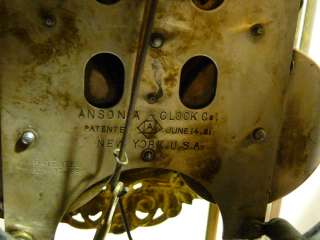   American MadeBrass Ansonia Clock New York Usa Dated June 14 1881