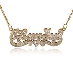   Plated Name Necklace w/ Heart Tail, All Carving 14K/10K Gold Jewelry