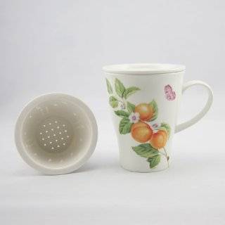 Fine China Moonlight Flower Mug Set with Lid:  Kitchen 
