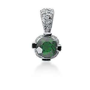  2.35 Ct Diamond Emerald Pendant Round Pave Fashion Chain 