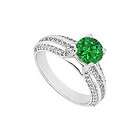   Emerald and Diamond Engagement Ring : 14K Yellow Gold   1.25 CT TGW