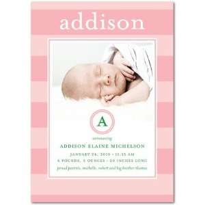Girl Birth Announcements   Big Stripes: Rose By Simply Put For Tiny 