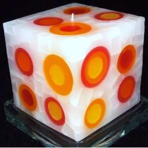 Red Orange Yellow Super ball Cube Candle:  Home & Kitchen