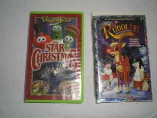 Lot of 5 Childrens Christmas VHS Movies Frosty, Rudolph, Pooh, Veggie 