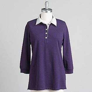 Womens 3/4 Sleeve Pique Polo Shirt  Plus  Laura Scott Clothing Women 