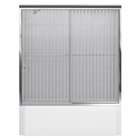   Bypass Shower Door with Falling Lines Glass, Bright Polished Silver