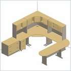 Bush Furniture Light Oak Advantage U Shaped Corner Desk with Hutch and 