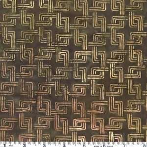   Interlocking Squares Bronze Fabric By The Yard Arts, Crafts & Sewing