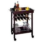 Winsome Wood Espresso Finish Rolling Wine Serving Cart