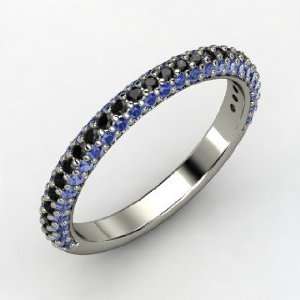   Pave Band, 14K White Gold Ring with Black Diamond & Sapphire: Jewelry