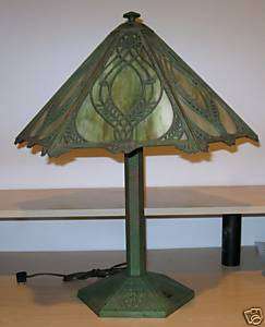 Bradley & Hubbard Arts & Crafts Slag Glass Table Lamp  