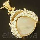  Iridescent and Clear Rhinestones Necklace Jewelry Gold Tone ne748gd
