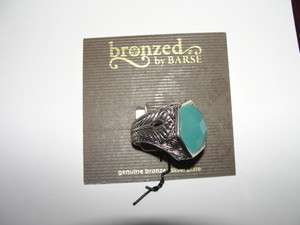 NWT $58 Barse Sea Green Glass Ring Size 8  