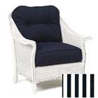   Embassy Lounge Chair with White finish and Cabana Stripe Black fabric