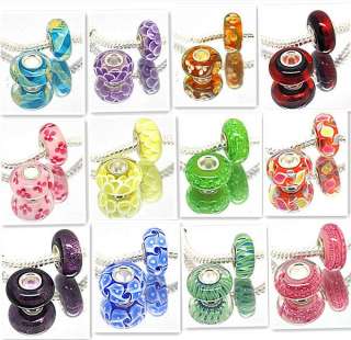 3PCS Silver Murano Glass Beads fit European Charm Bracelet  
