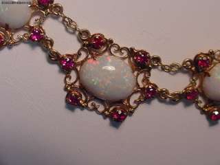 Beautiful 14k Opals Rubies Antique Designer Necklace  