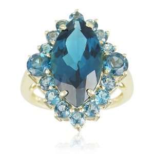 10k Yellow Gold London Blue Topaz Ring, Size 6: Jewelry